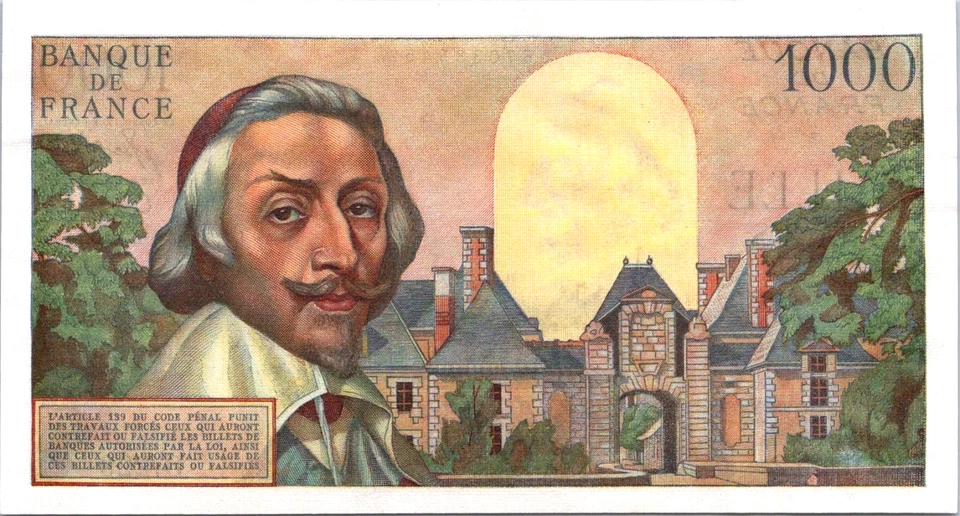 Francia 1000 Francos 1955-56 UNC Pick-134A Foto 2 de 3