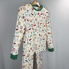 LC Lauren Conrad Pajama Set Mens Medium Christmas Jammies Ivory Village 2pc