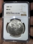 1889 Morgan Silver Dollar $1 NGC MS 61 Philadelphia Mint Uncirculated Coin