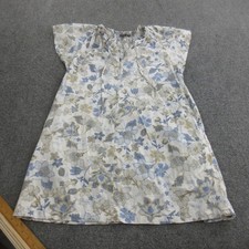 Gap Dress Womens Medium White Blue Floral Cotton Tunic Short Sleeve Boho