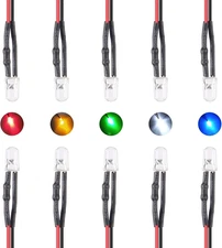 50Pcs 12 Volt 5Mm Red LED Lights Emitting Diodes Pre Wired 7.9 Inch DC 12V LED L