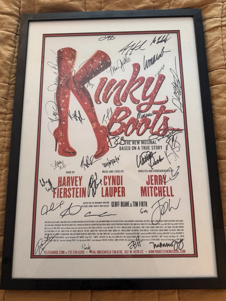 Kinky Boots Poster Broadway Cast Signed Including Billy Porter Framed Dark Wood - Image 3 of 3