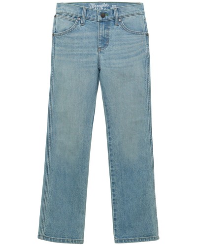 Wrangler Boys' Retro Mendenhall Light Wash Slim Straight Stretch Denim Jeans - - Picture 2 of 9