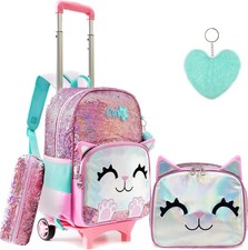 Backpack with Wheels for Girls Cute Rolling P...