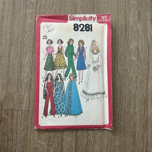 Vintage Simplicity Sewing Pattern #8281 Barbie Doll Wardrobe Wedding Dress