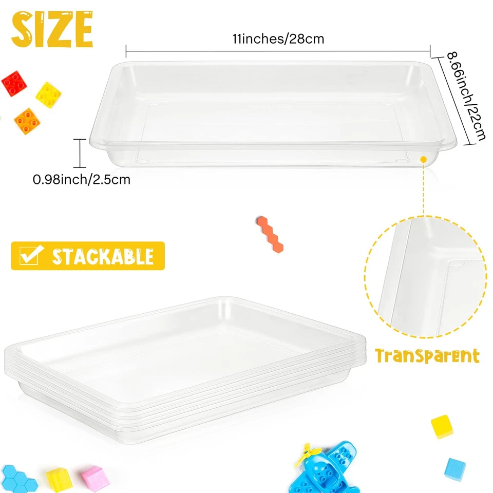 24 Pcs Plastic Art Trays 11 x 8.7 x 1 Inch Activity Craft Tray Organizer Serv... - Image 3 of 4