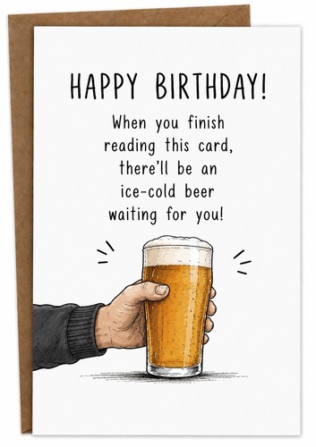 Funny Beer Birthday Card Ice Cold Beer Waiting For You Humorous Greeting Card