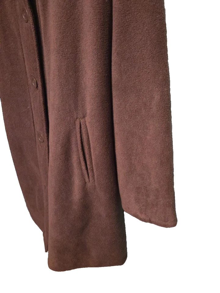 Woman Within Brown 1X (22-24) Fleece Funnel-Neck A-Line Swing Coat - Image 4 of 4
