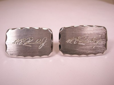 W.E. FIN...  Jr. (illegible) Autograph Signature Vintage Cuff Links