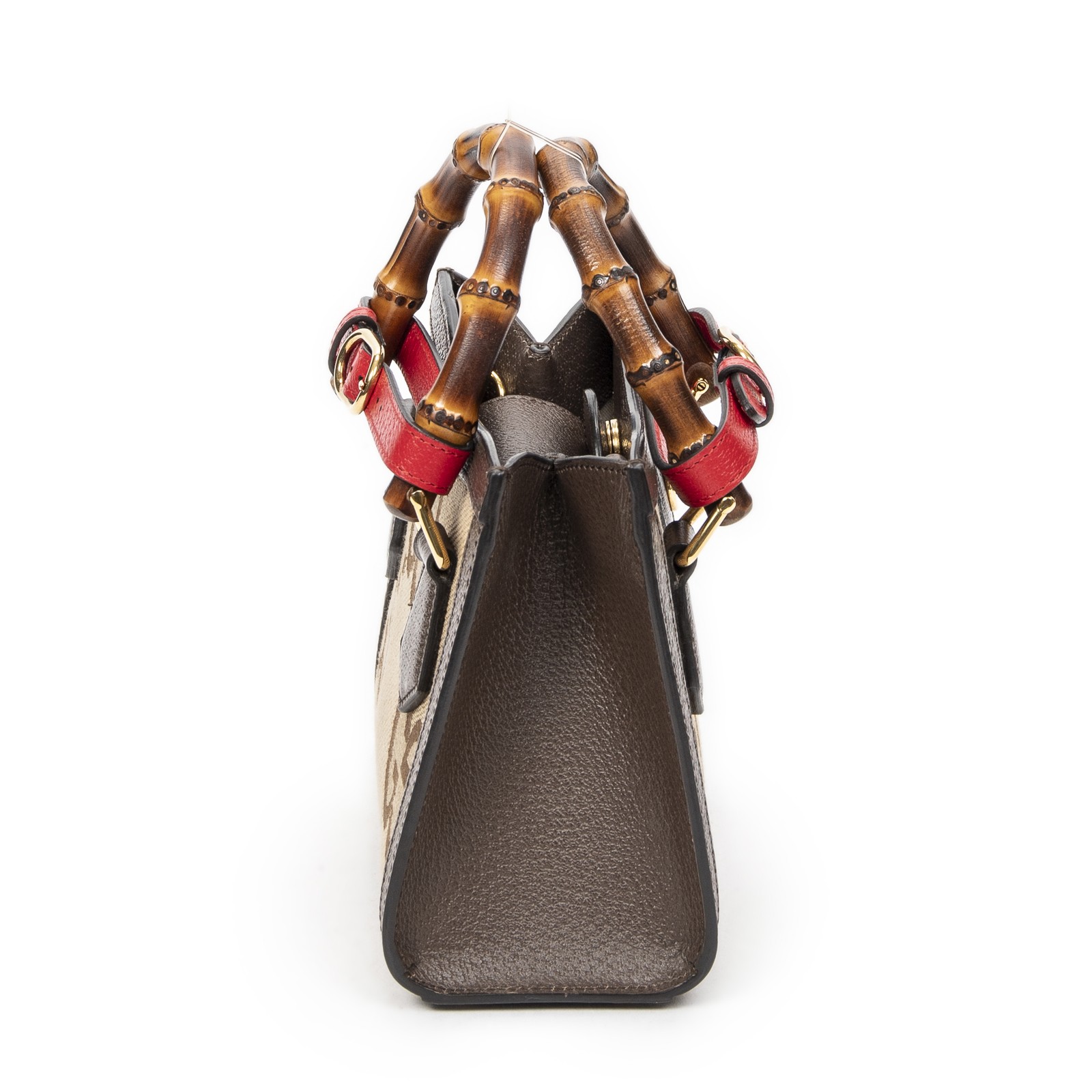 Gucci Brown/Beige Small Diana Bamboo Tote Shoulder Bag Jumbo GG Canvas image 4