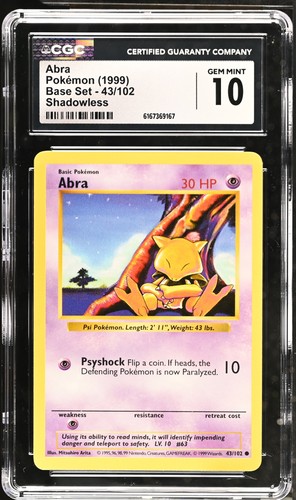 Abra (Shadowless) graded CGC 10 for sale on eBay