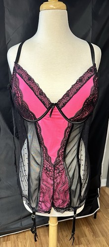 Seven Til Midnight Lingerie Garter Size 3X / 4X Hot Pink & Black