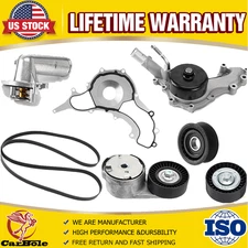 Water Pump+Belt Tensioner+Thermostat Kit For Jeep Dodge Challenger Ram VW 3.6L