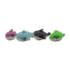 Handmade Crochet Shark Plush 4 Pack Purple Light Blue Soft Mini Stuffed Animal