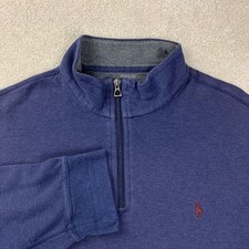 FLAW Polo Ralph Lauren Mens XL Quarter Zip Pullover Navy Blue Cotton Blend