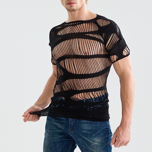 Men Mesh Tops Hollow Out Underwear Brand New Condition Fashionable Design - Picture 4 of 8