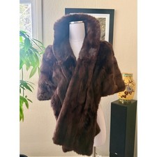 Vintage 1960s Dark Mink Fur Stole / Wrap  Mint Condition