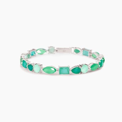 MABINA Santorini Armband 533946-18 aus 925 Silber und Fusion Stone Glass grün