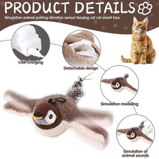 USB Interactive Flying Bird Cat Toys Electronic Pet Simulation Sparrow Toy US