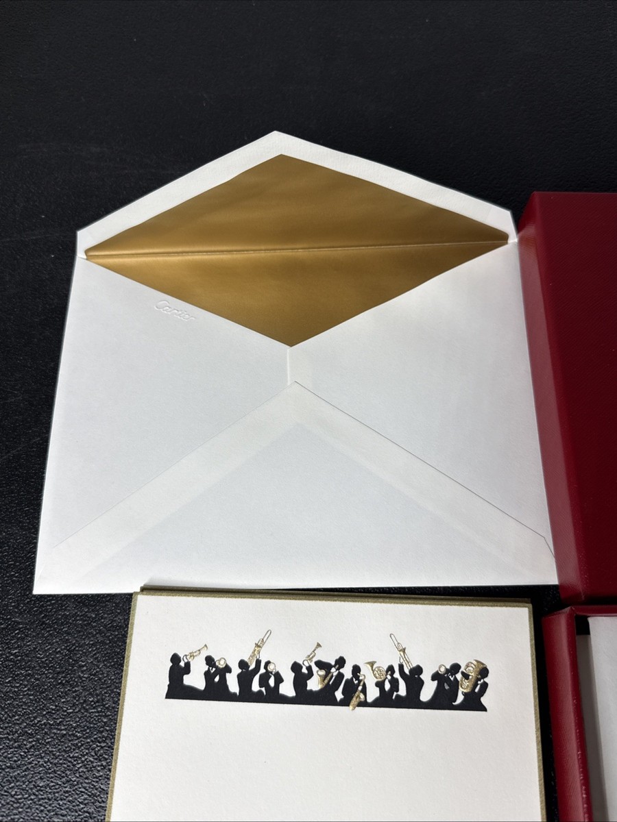 Authentic Cartier Red Gift Box Set w Envelope Papers Empty Jewelry