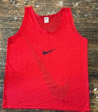 Vintage NOS 90s Red Nike Mesh Tank Top Activewear Practice Jersey Swoosh Large