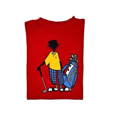 Vintage 90s Stussy Rasta Golf Stickman T-Shirt Size Large Red Made