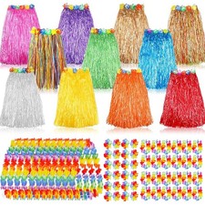 12 Set 60 Pcs Hawaiian Luau Hula Skirts Decorations, Grass Skirts, Hawaiian B...