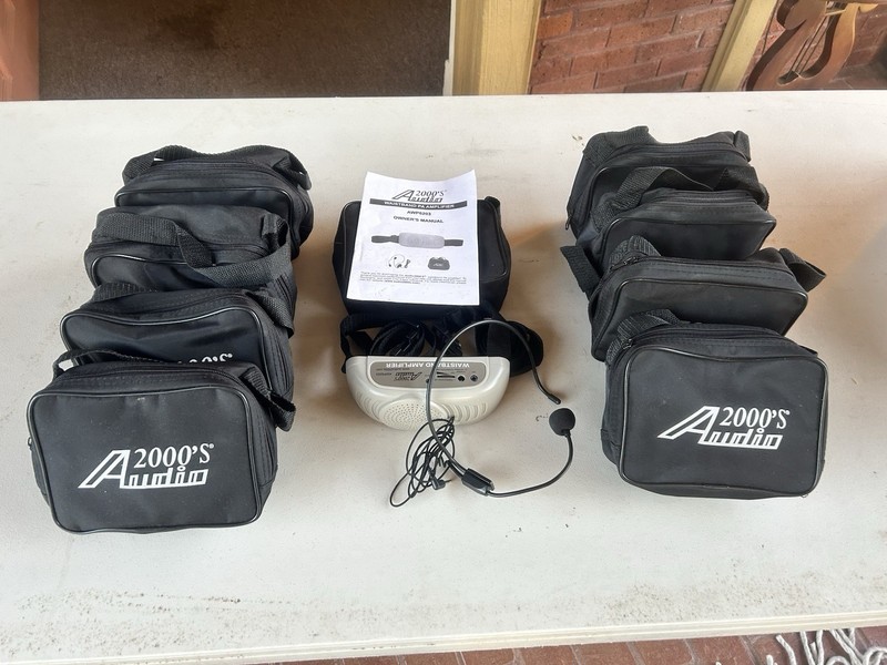 Lot Of 9 Waistband Portable Battery Power PA Speaker System Headset Microphone