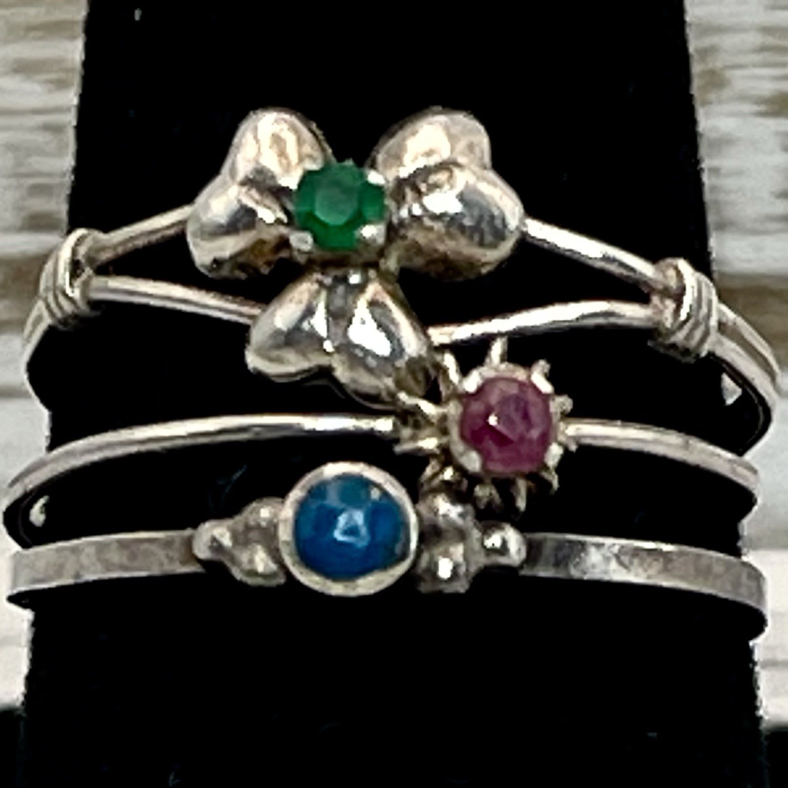 3 Tiny Serling Silver Stackable Rings 925 Sizes 6… - image 1