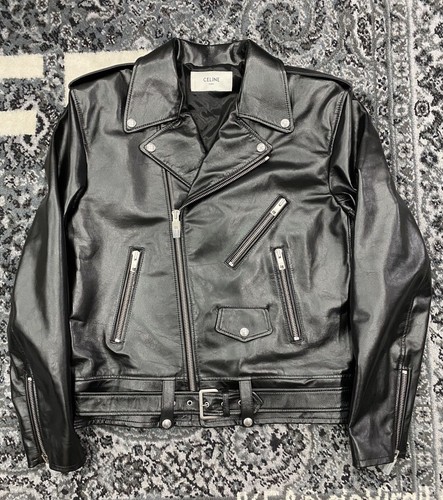 Grail! CELINE x Hedi Slimane Black Leather Jacket Perfecto 54 XL L Biker 52