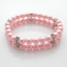 PETFAVORITES 2 Row Pearl Dog Necklace Collar for Pets, Neck Size: 7", Pink