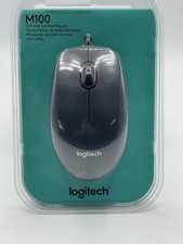 NEW Logitech M100 USB Full Size Wired Optical Mouse Black / Gray SEALED