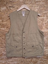 Filson Dry Cloth Gilet 40 Medium Gilet Beige Made USA Tela Senza Maniche Tin Cloth