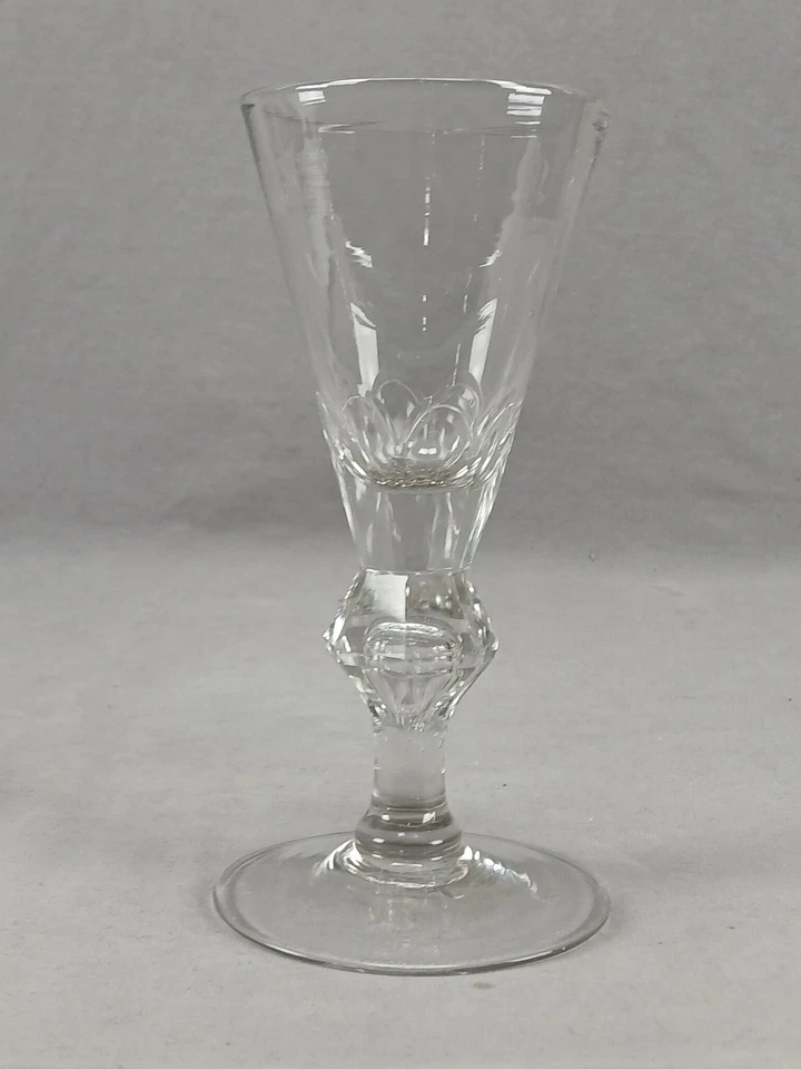 Antique 18th Century German Bohemian Blown Cut Flint Glass Goblet C. 1730s - Image 3 of 4
