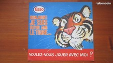 Dépliant PUBLICITAIRE Coloriage Rébus TIGRE ESSO HUILE MOTEUR déplié: 63 cm x 19