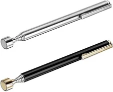 2 Pieces Magnetic Telescoping Pick-Up Tool with Pocket Clip 3 Lb Sliver+black 