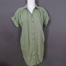 J Crew Baird McNutt Womens Dress XS Green Irish Linen Minimalist Preppy Academia