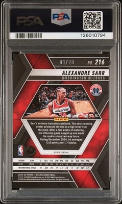 2024-25 Panini Mosaic - Rookies Alexandre Sarr #216 Choice Cherry