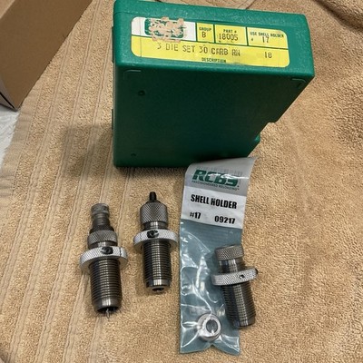 RCBS 3 Die Set 30 Carbine  RN & New RCBS #17 Shell Holder   Very Good Condition 