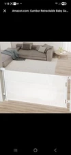 Cumbor Retractable Baby Safety Gate for Doorways Stairways Entryway 55"/76"x34"H