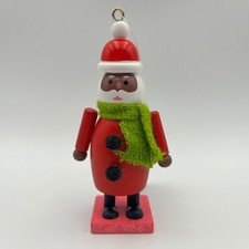 Target Wondershop Black Santa with Green Scarf Wood Ornament 2023 New