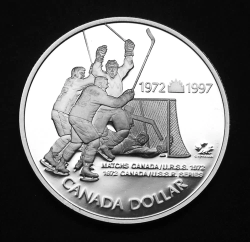 1997 Canadian $1 silver proof coin showing the "winning goal"!