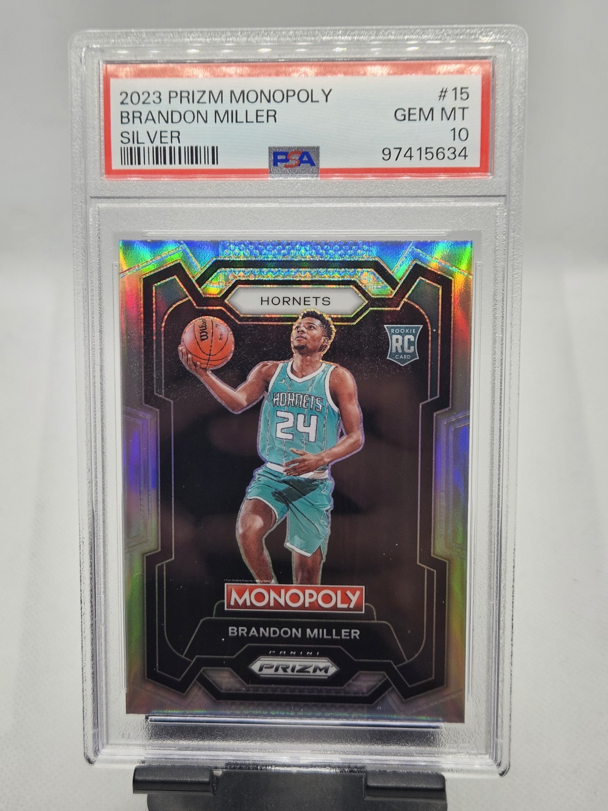 2023 Panini Prizm Monopoly Basketball Brandon Miller Rookie Silver #15 PSA 10