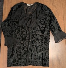 Vintage Victoria s Secret Gold Label Black Velvet Burn Out Robe Lingerie M/L
