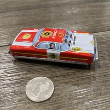 Vintage Tin Friction Fire Chief Car 6544 Japan Litho Toy 1960s. New Old Stock