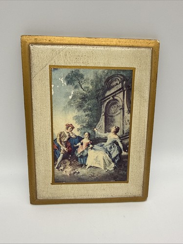 Vintage Italian Florentine, Gold Gilt Wall Plaque Romantic Scene Made ...