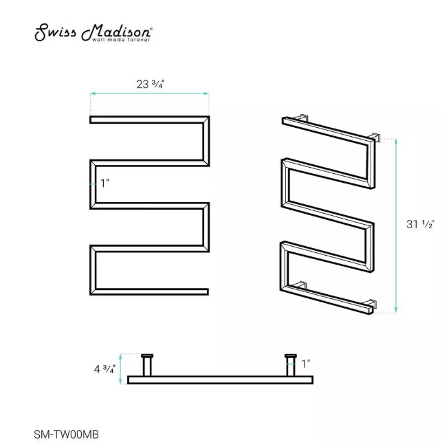 Swiss Madison Voltaire 5-Bar Electric Towel Warmer in Matte Black SM-TW00MB