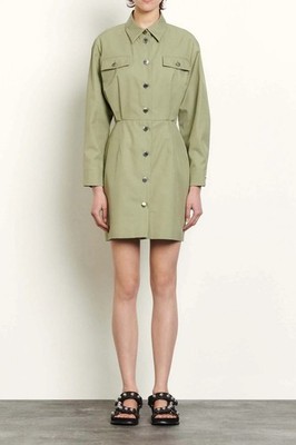 Sandro Paris   Liana Safari Shirt Dress   Sage Green   EU 38 / US 6