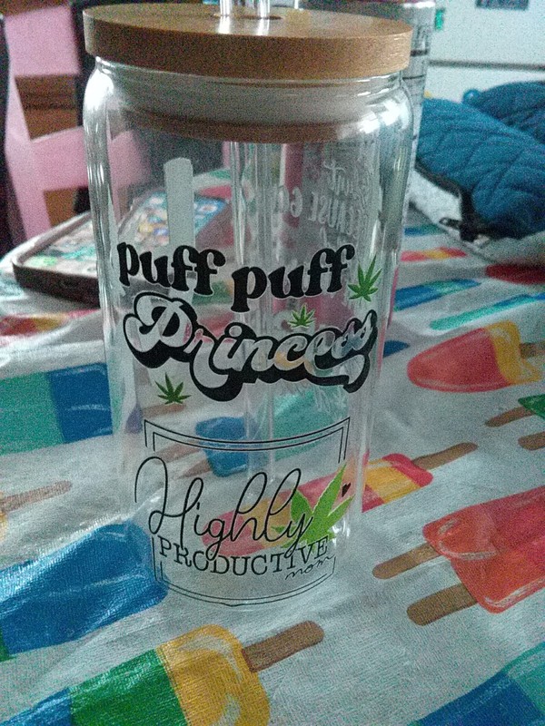 pretty 16oz Glass Cup For A Person Who Loves 4/20 All Over Decals Great Gift