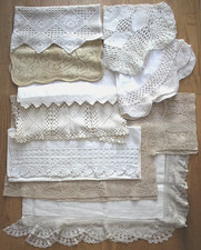 Lot of 13 Vintage Crochet Lace Dresser Scarves Doilies Runners Centerpieces
